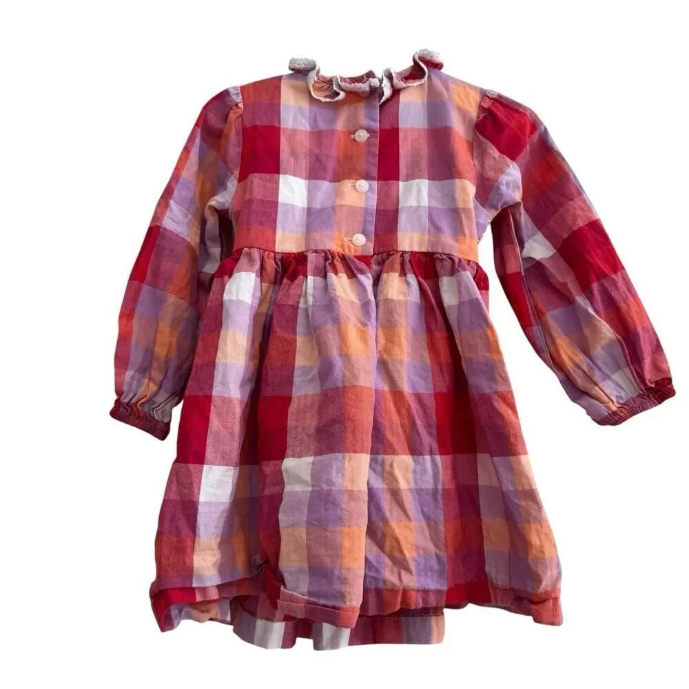 Bonnie Baby Baby Girl Harvest Smocked Long Sleeve Plaid Dress 24M NWOT